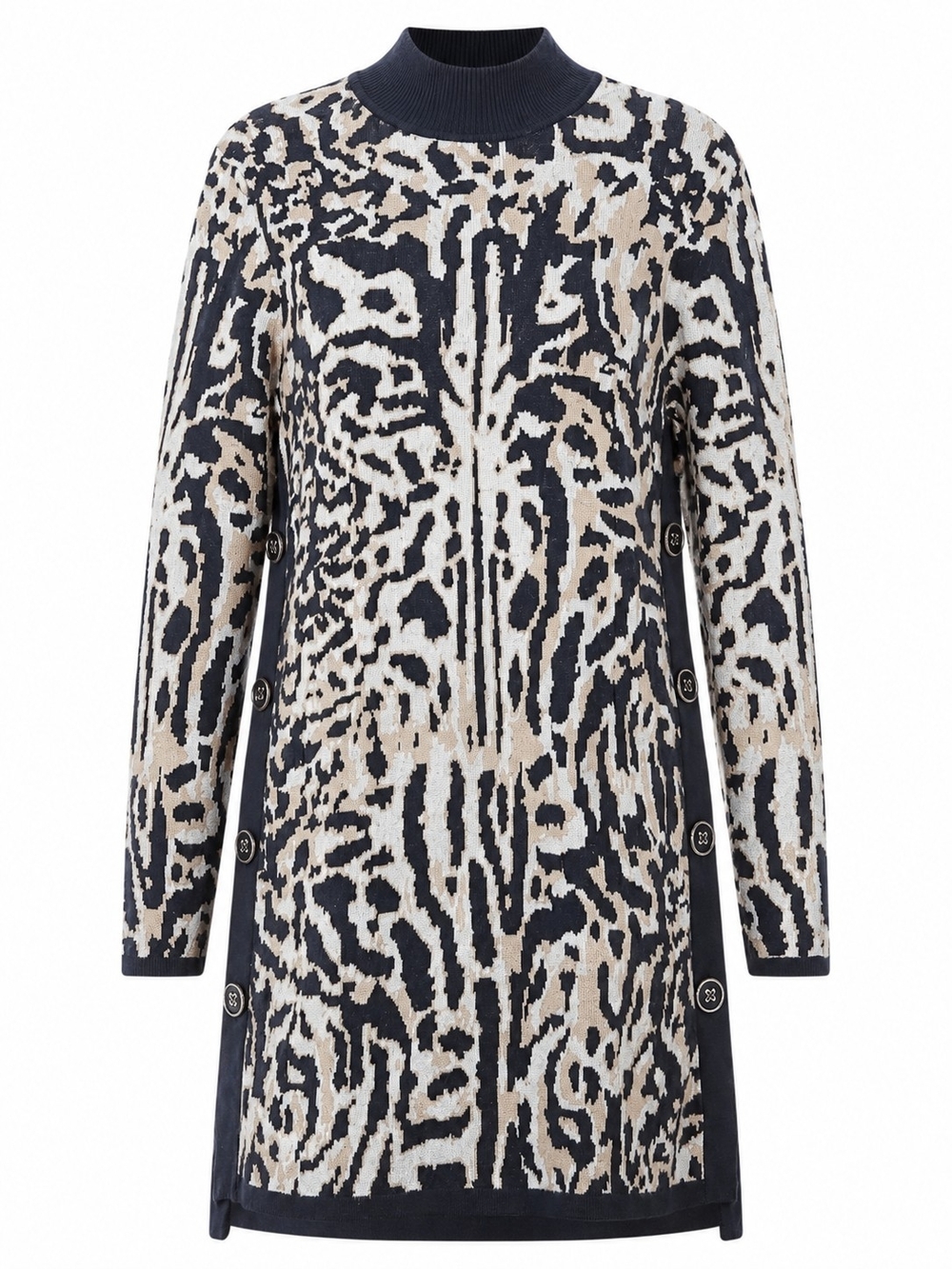 CHICO'S | Animal Print Cheetah Cashmere Blend Long Tunic Sweater Dress | M